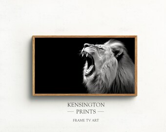 Lion Samsung Frame TV Art: Black and White Wildlife (Digital Download)