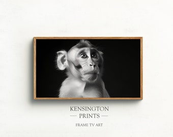 Monkey Portrait: Black and White Animal Art for Samsung Frame TV (Digital Download)