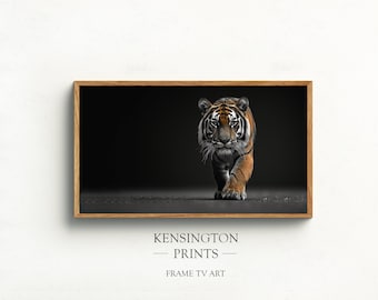 Tiger Samsung Frame TV Art: Black and White Wildlife Photo (Digital Download)
