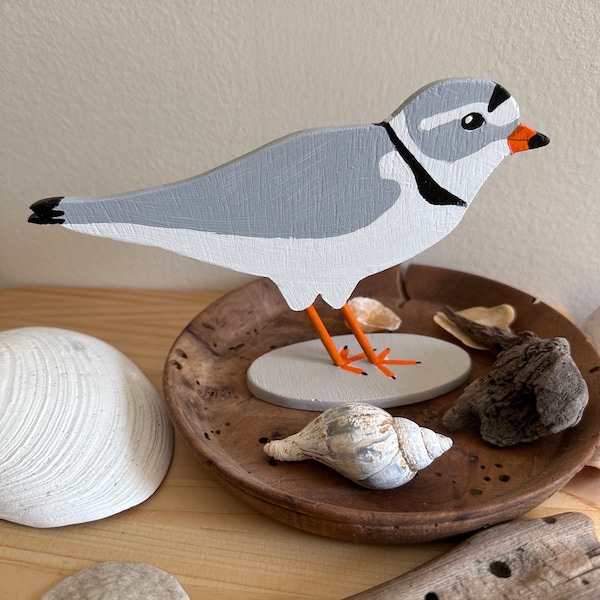 Piping Plover - Life-size Handmade Hand-painted wooden Piping Plover.