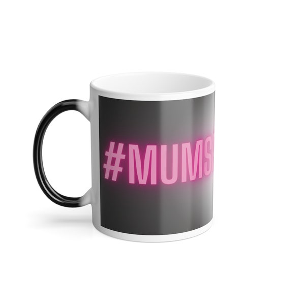 Mugs magiques pour maman | Mug en céramique noire et blanche #MUM thermoréactive avec ÉTIQUETTES MUM