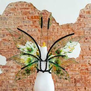 Fairy wings costume, Flowers forest leaves, Elf wings, Halloween, Photography prop, Cosplay costume