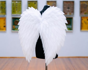 White angel wings costume, Small size  for  adults and kids