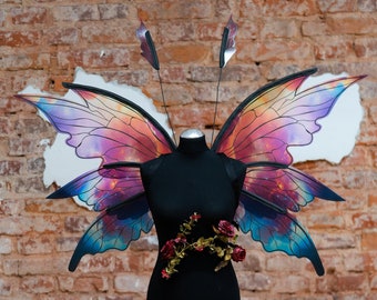 Bunt schillerndes Feenflügel Kostüm: Cosplay Elfen Schmetterling Flügel