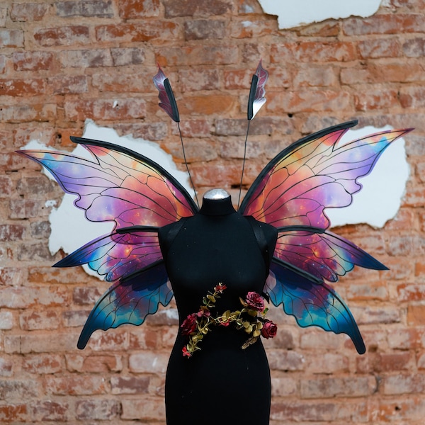 Colorful fairy wings costume, Elf wings, Butterfly wings, Cosplay costume