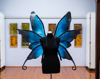 Blue fairy wings costume, Transparent wings, Elf wings, Cosplay costume