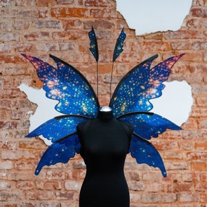 Blue fairy wings costume, Transparent wings, Elf wings, Cosplay costume