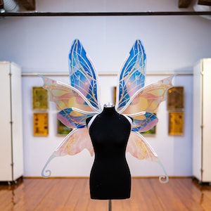 Blue, pink fairy wings costume,  Halloween costume, Elf wings, Cosplay costume