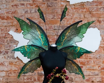 Green fairy wings costume, Elf wings, Halloween, Photography prop, Cosplay costume