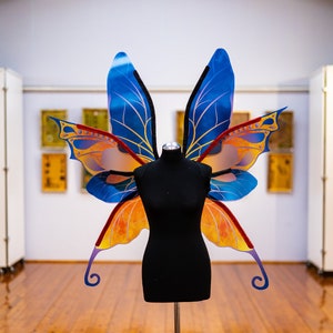 Blue, orange fairy wings costume, Transparent wings, Elf wings, Cosplay costume