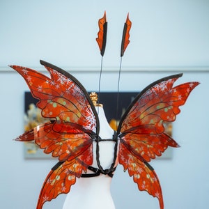 Red fairy wings costume, Magical winter fairy