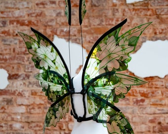 Disfraz de alas de hada floral: elfo iridiscente para cosplay, accesorio de Halloween