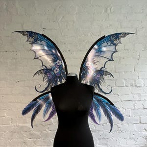 Gothic, Forest  Blue Fairy Wings, Festival costume,  Elf wings, Butterfly wings, Halloween costume