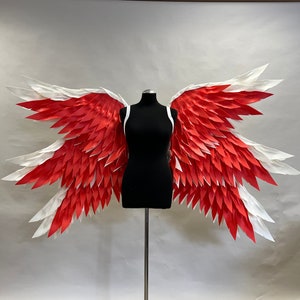 Lucifer wings, White, red angel wings costume with 6 wings, Hazbin Hotel