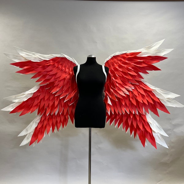 Alas de Lucifer, disfraz de alas de ángel blancas y rojas con 6 alas, Hotel Hazbin