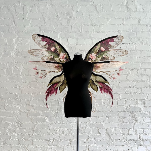 Green & Pink Fairy Wings: Adult Halloween Costume, Cosplay