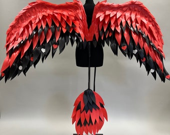 Ailes de cosse, costume d'ailes d'ange noires et rouges, hôtel Hazbin, cosplay