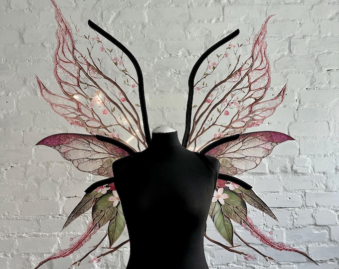 Forest Green & Pink Fairy Wings: Spider Elf Butterfly Costume