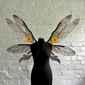 Black fairy wings, Dark fairy wings, Fairy costume, Elf wings, Butterfly wings, Halloween costume