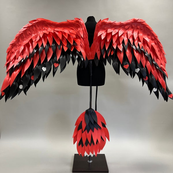 Ailes de cosse, costume d'ailes d'ange noires et rouges, hôtel Hazbin, cosplay