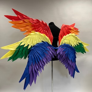 Rainbow pride wings, Angel wings costume with 6 wings, Cosplay costume, Photography prop