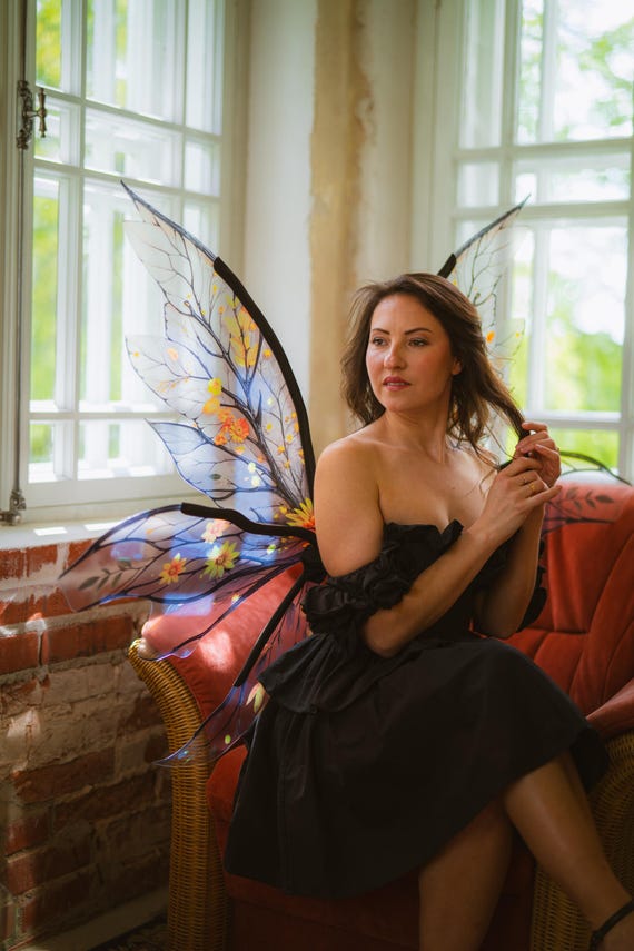 Black Gothic Fairy Wings: Cosplay Costume, Festival Faerie Wings