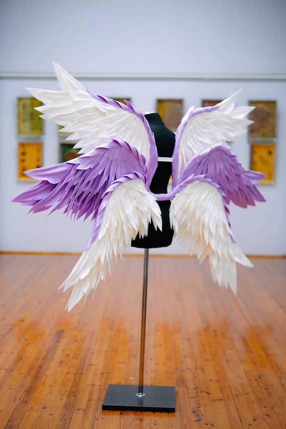 6x Purple Angel Wings lightweight Foam Anime Cosplay Prop Headpiece Hair Clips Extra Large Lavender Wings Angel Cosplay Costume Photo Prop  main image 3