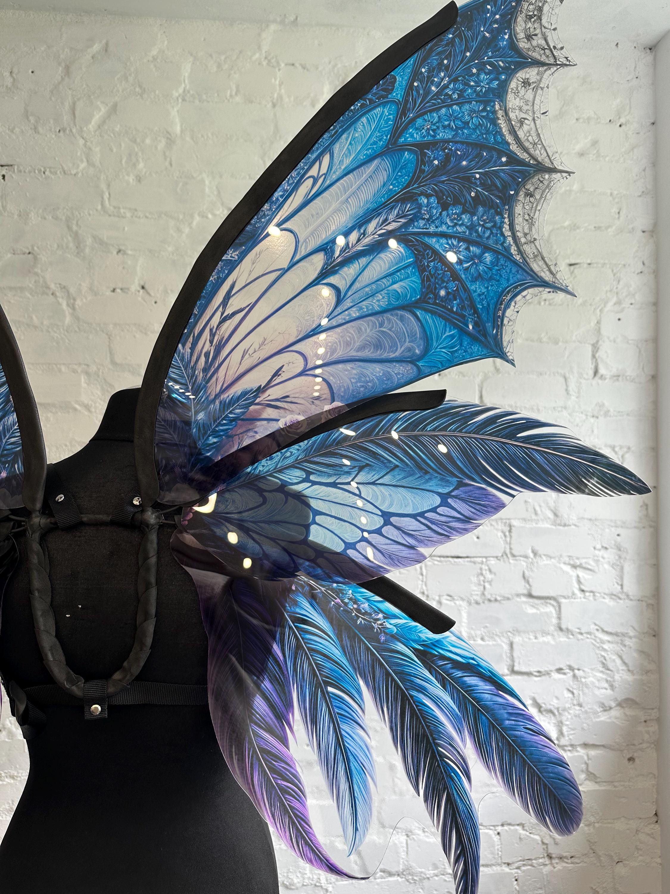GALPADA Ailes De Fée Et D'ange En Chiffon Bleu – Accessoire Cosplay Léger Pour Enfants Et Adultes (60 X 48 Cm)