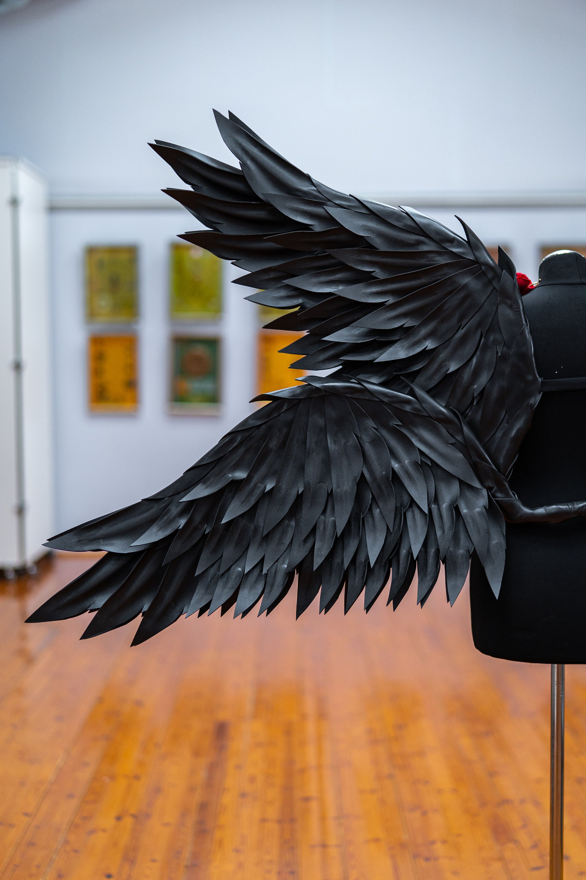 Glamorous 4 PC Premium Black Angel Wings Costume