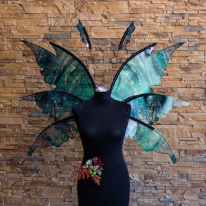 Green fairy wings costume V2.25, Elf wings, Halloween, Photography prop, Cosplay costume