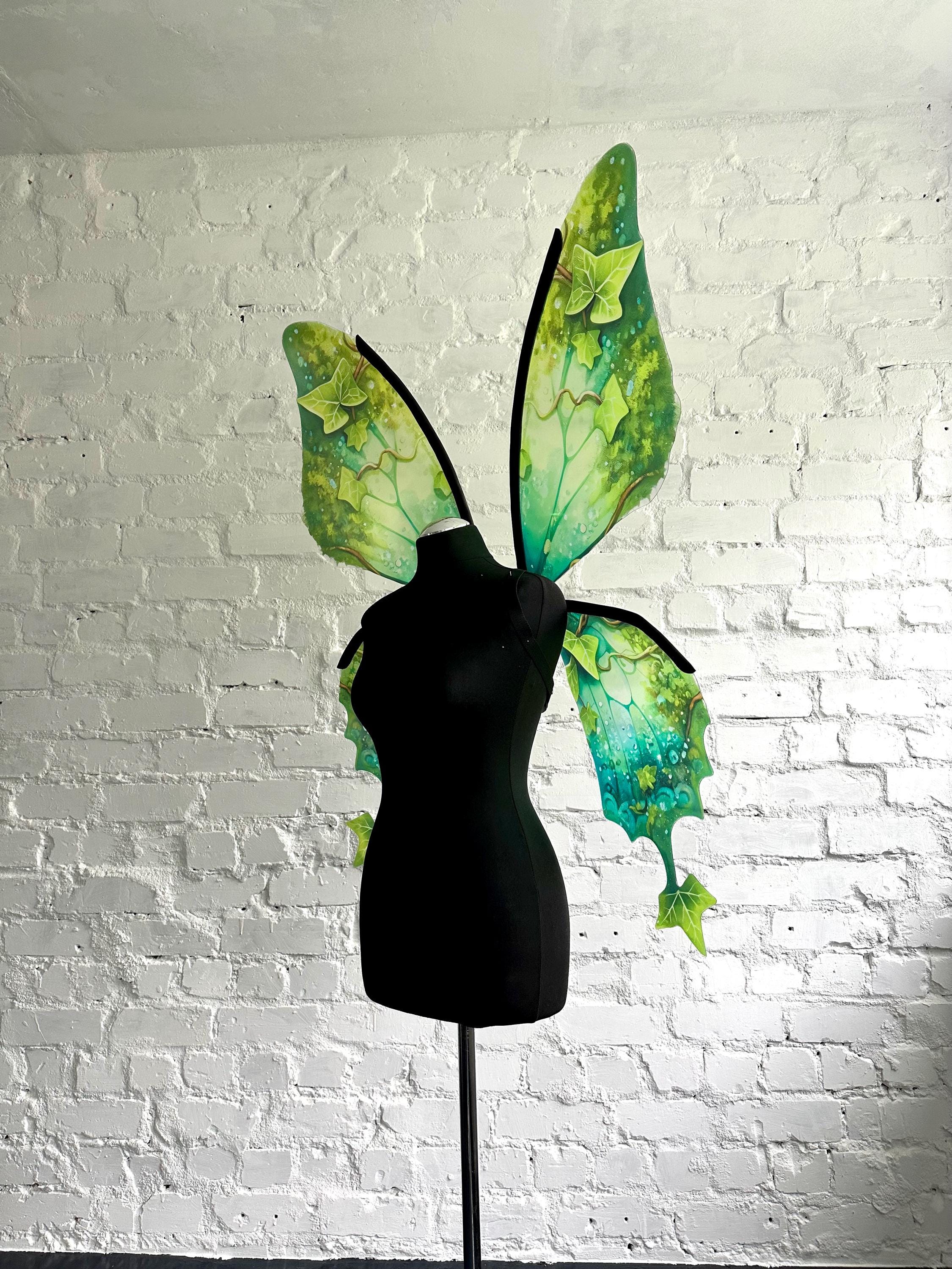 Ailes de fée verte : déguisement de festival, cosplay, taille adulte Ailes de fée verte : déguisement de festival, cosplay, taille adulte