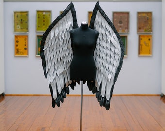 Laute Flügel, Cosplay Kostüm, Hazbin Hotel, schwarz, graue Engel Flügel Kostüm, Halloween-Kostüm