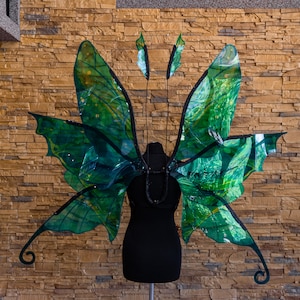 Green Fairy Wings Costume: Transparent Elf Cosplay Wings