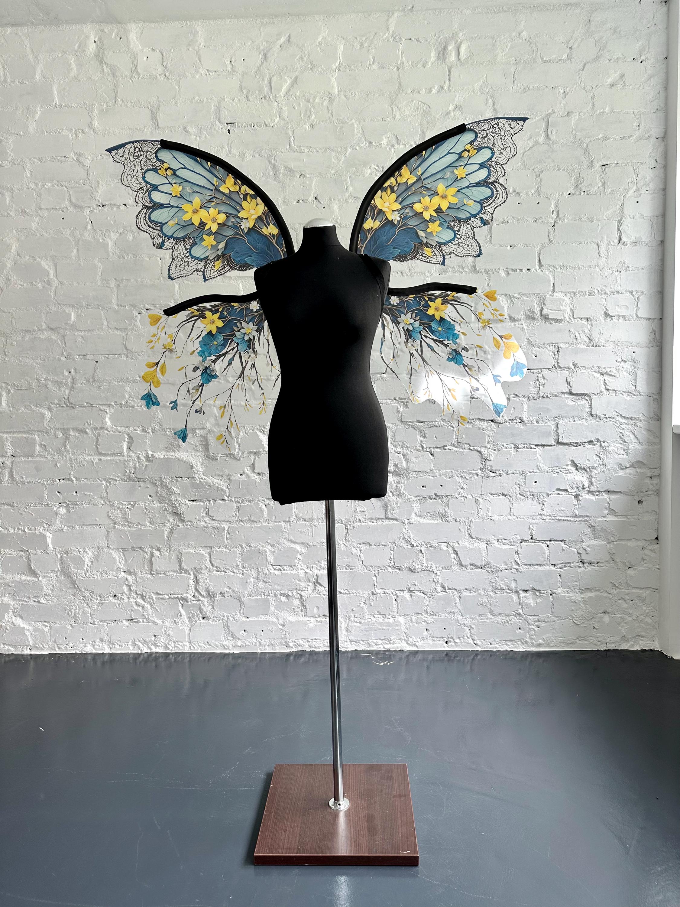 Gothic Blue Fairy Wings: Renaissance Woodland Costume