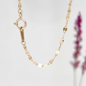 14K Solid Gold Zierlich Schöne Funkeln Kette Armband, 14Kt Echt Gelb Gold Linked Einfache Pailletten Kette Armband, Geschenk für Sie