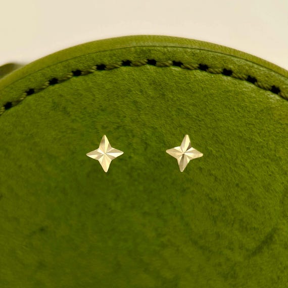9K Solid Gold Tiny Star Stud Earrings, Genuine Yellow Gold Minimalist Stud Earrings, Real Solid Gold Sparkle Studs, Mother's Day Gift