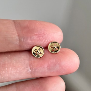 9K Real Solid Gold Small Button Screw Back Stud Earrings, Solid Gold Dainty Gold Button Piercing Earrings, Genuine Gold Studs, Gift for Her
