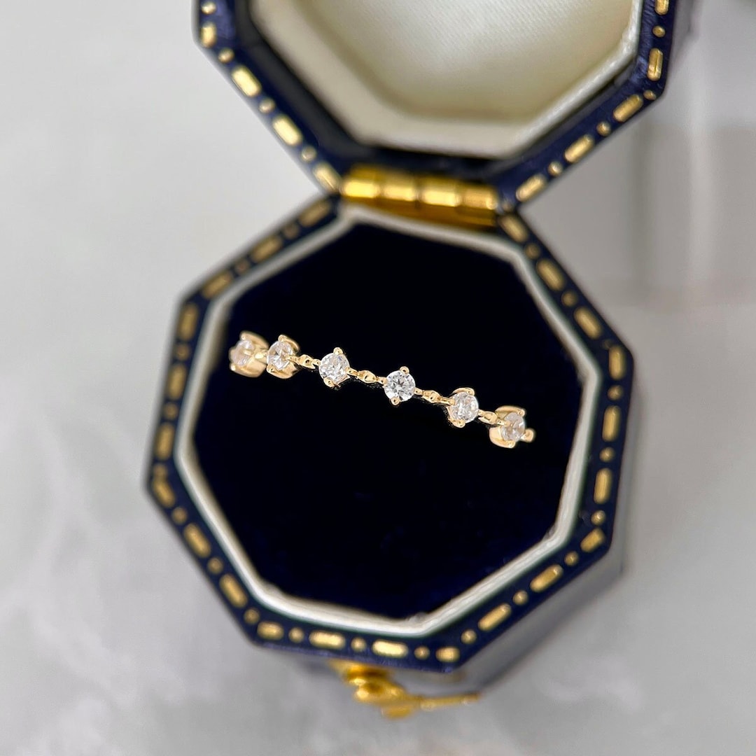 14K Real Solid Gold Dainty Stackable Thin Band Ring, 14K Yellow Gold ...