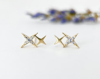 星★ゴールドピアス18K Gold Star Stud Earring 星☆ゴールドピアス18K Gold Star Stud Earring