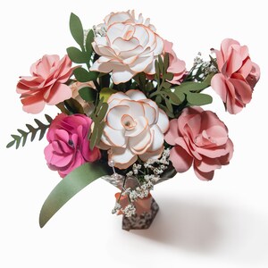Paper Floral Arrangement and Paper Vase Mothers Day Anniversary