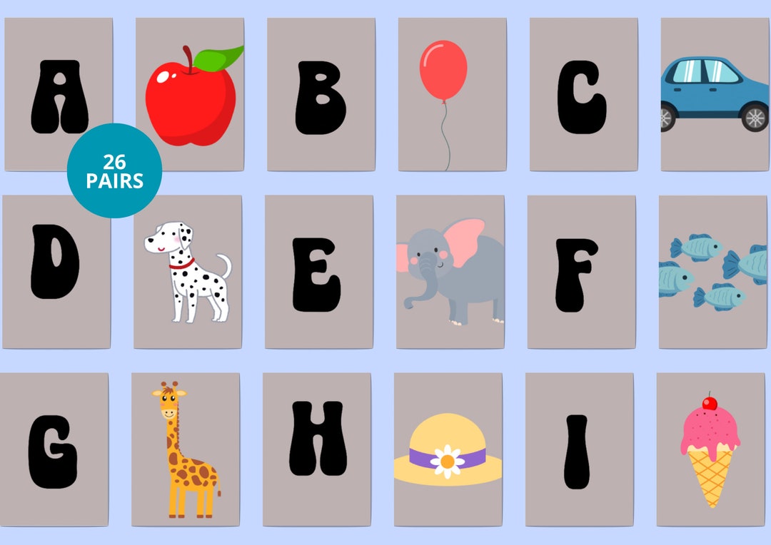 Printable Alphabet Memorycards, for Practicing the Alphabet, Memory
