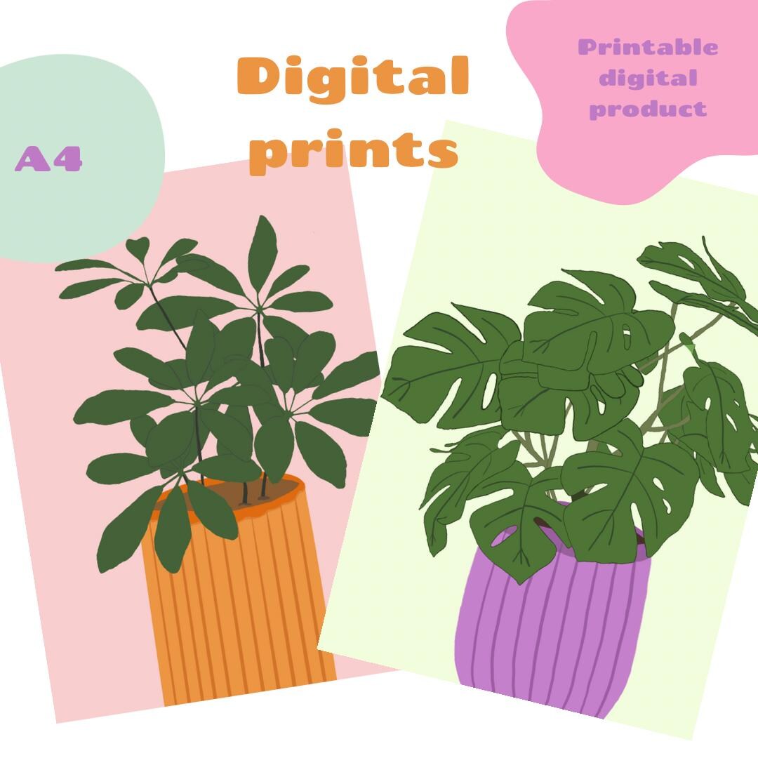 Photo inspiration: Visual Reference: Digital Plant Prints A4 Size Printable Wall Art Nature Theme