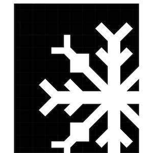 May include: A quilt pattern titled SNOWFLAKE by Nicole Daksiewicz. The cover features a large white snowflake graphic against a black grid background. Text at the bottom reads MODERN HANDCRAFT QUILTS, THROW SIZE, FAT QUARTER AND YARDAGE FRIENDLY.
