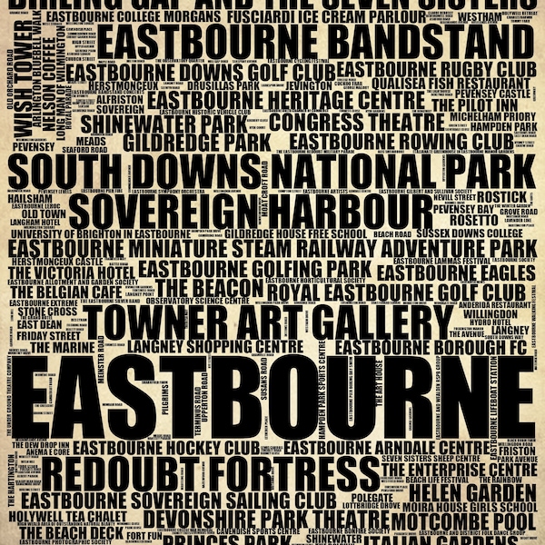 Eastbourne Landmarks & Culture: Premium Typographic Art Print