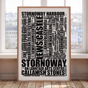 Stornoway Landmarks Typographic Art Print: Scotland Culture Gift