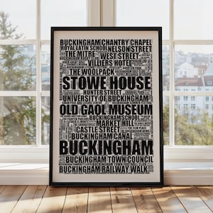 Buckingham Landmarks & Culture: Premium Typographic Art Print Gift