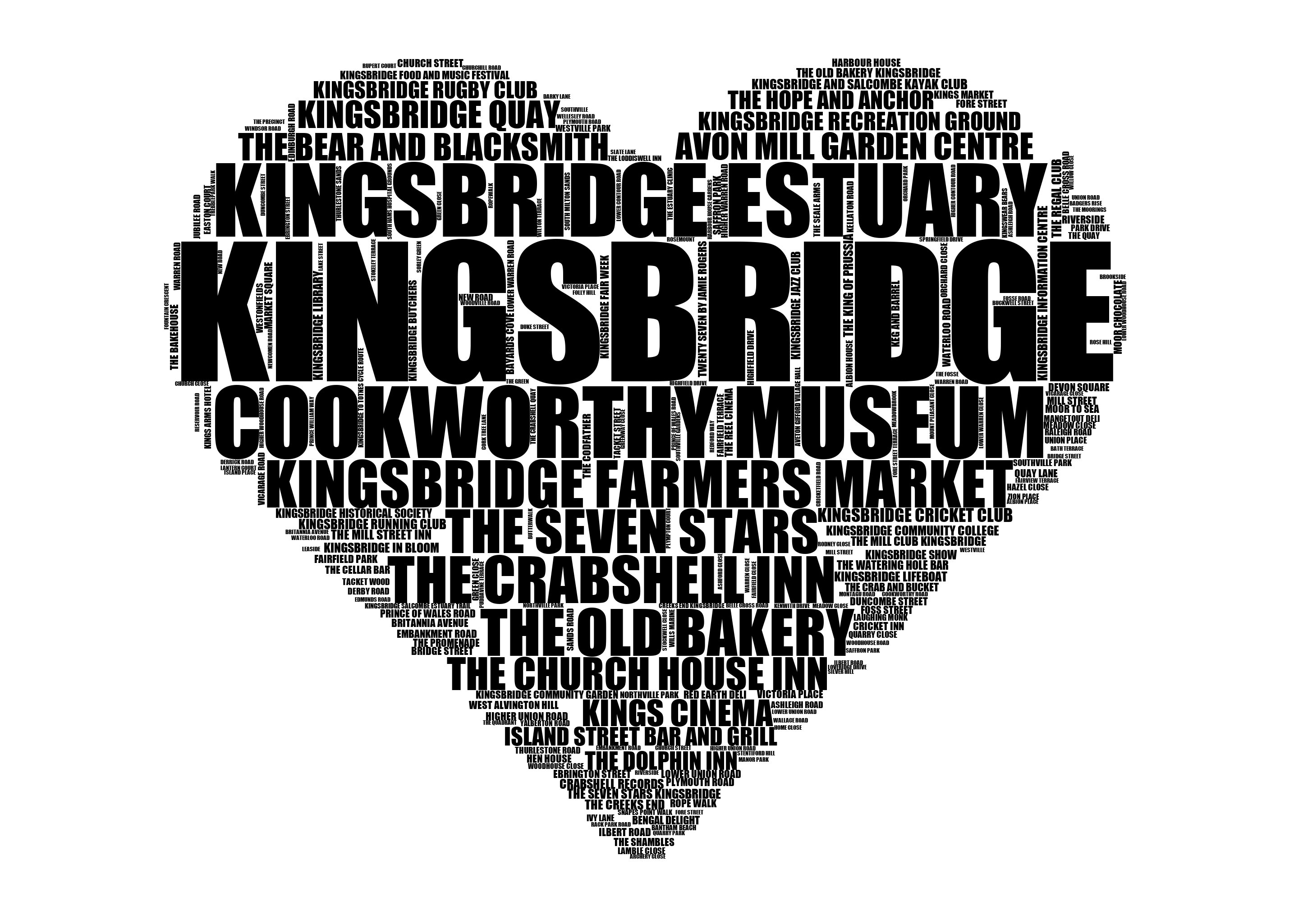 Kingsbridge Landmarks Typographic Art Print: UK Culture Gift - Etsy UK