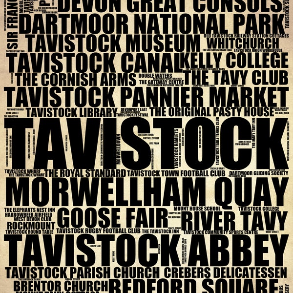 Tavistock Landmarks & Culture: Premium Typographic Art Print