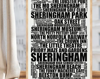 Sheringham Landmarks Culture: Premium Typographic Art Print Gift