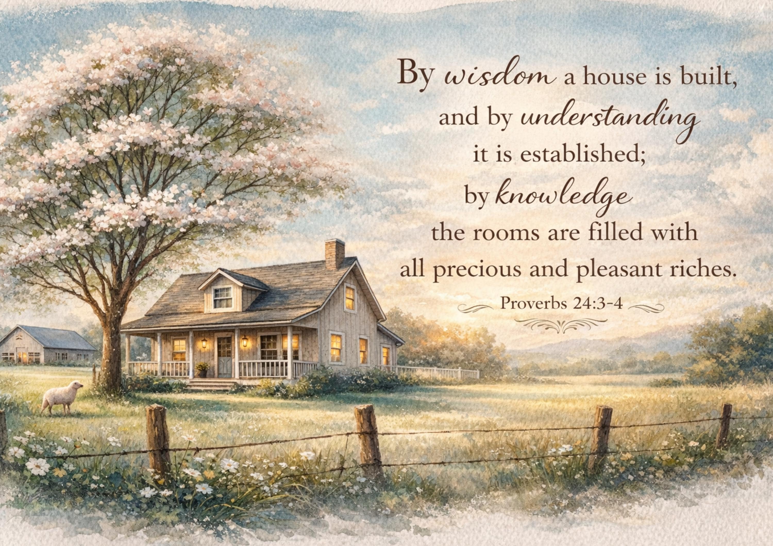 Proverbs 24:3-4, Bible Verse Wall Art, Christian and Rustic Decor for ...